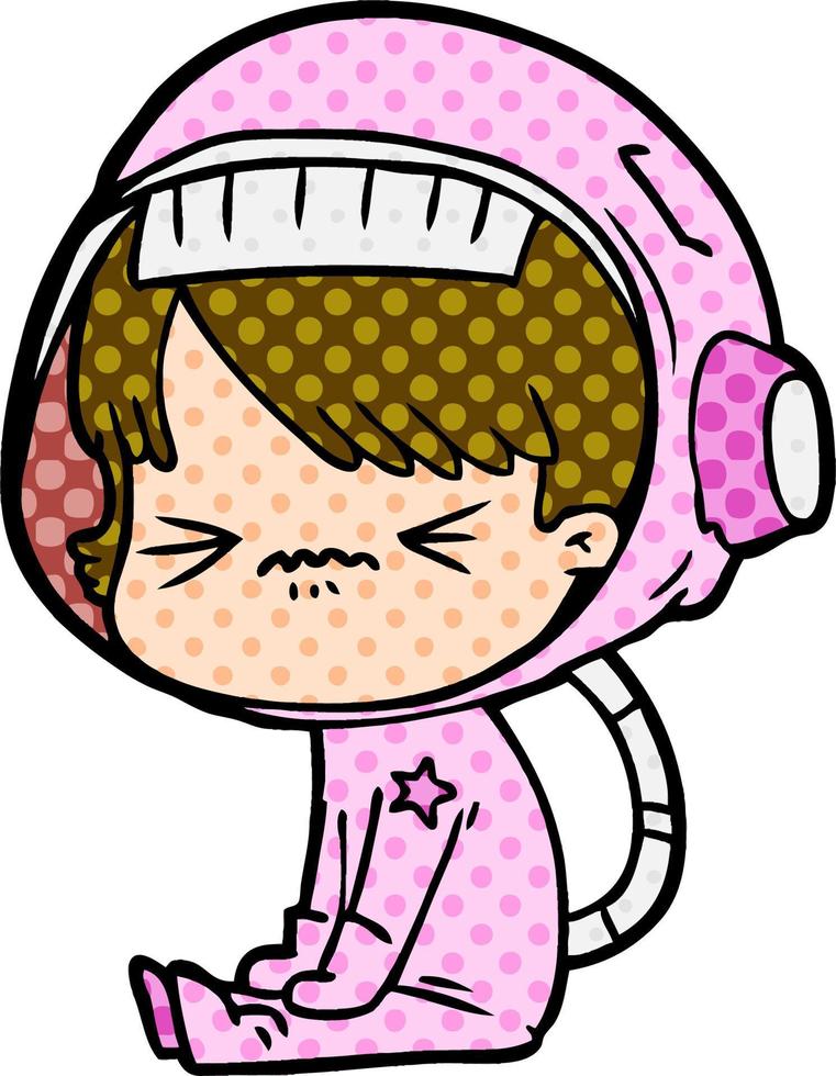 angry cartoon space girl vector