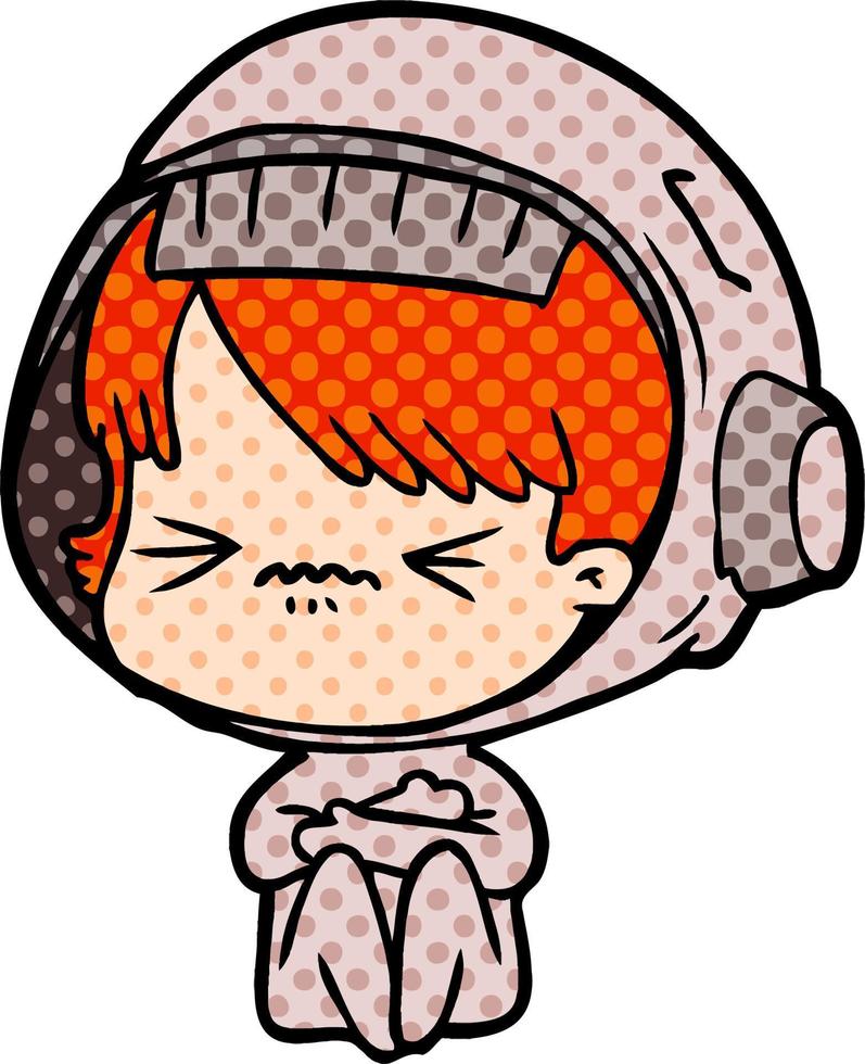 angry cartoon space girl vector