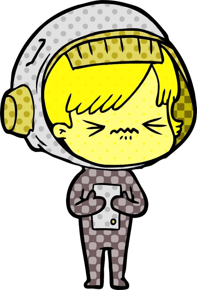 angry cartoon space girl vector