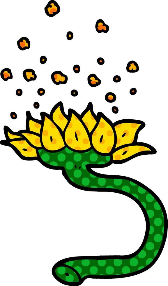 cartoon flower releasing pollen vector