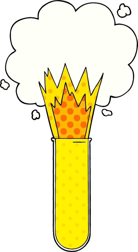 cartoon exploding chemicals in test tube vector