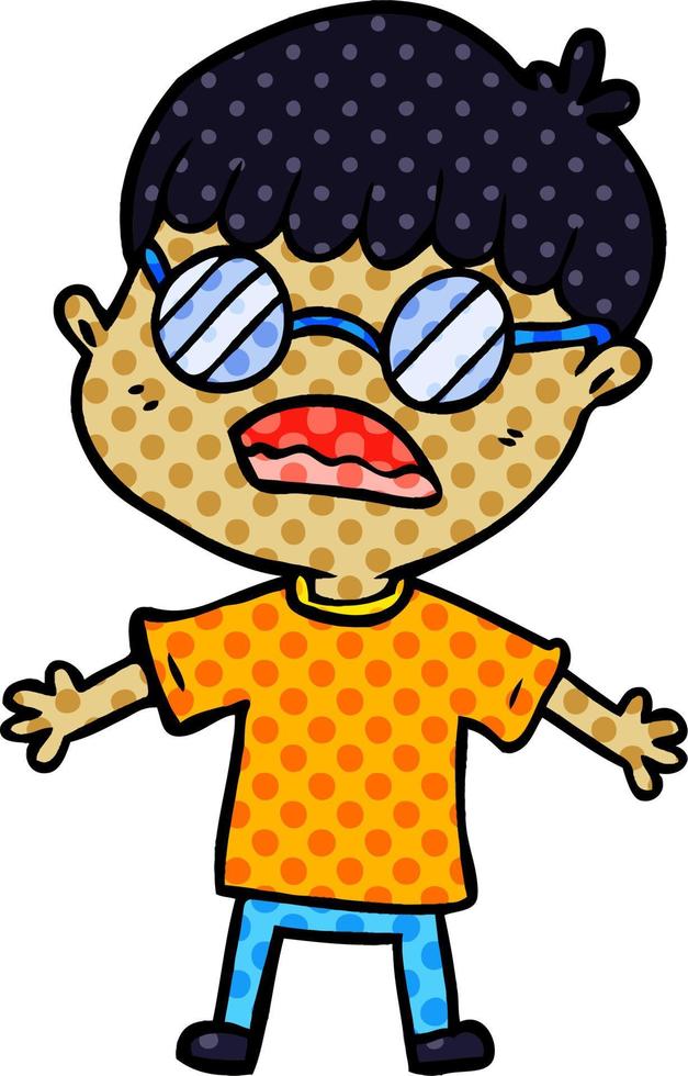 cartoon boy wearing spectacles vector