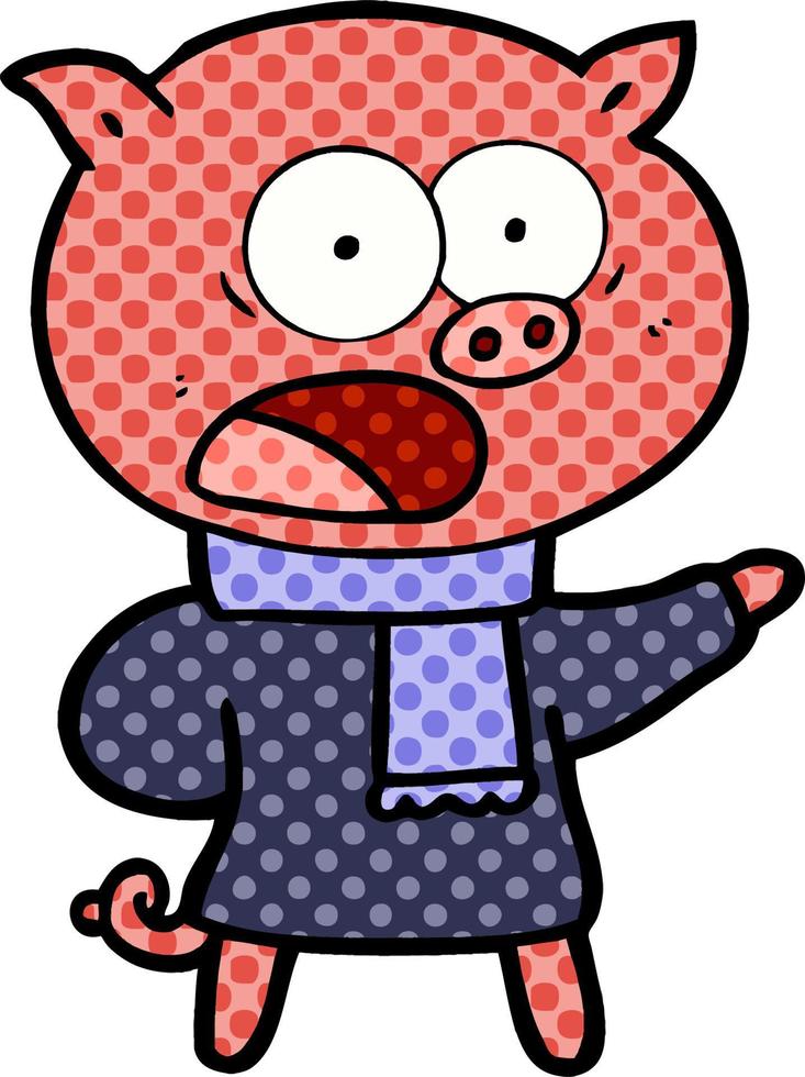 cartoon pig shouting vector