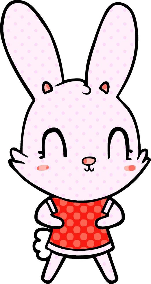 cute cartoon rabbit in dress vector