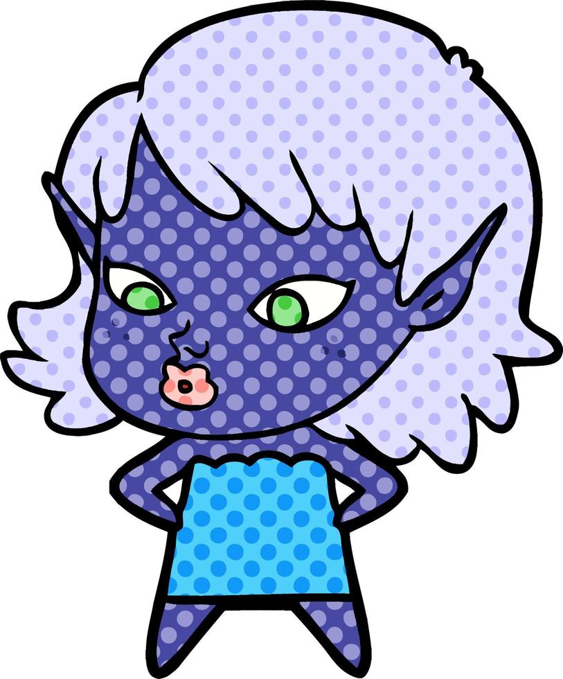 chica elfo de dibujos animados bonita vector