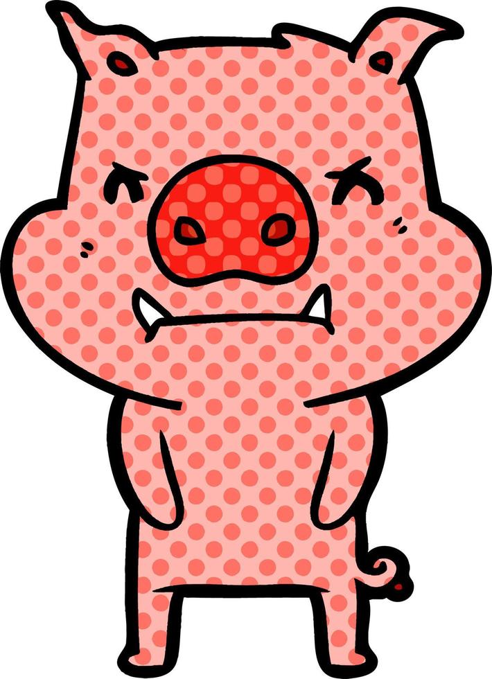 angry cartoon pig vector