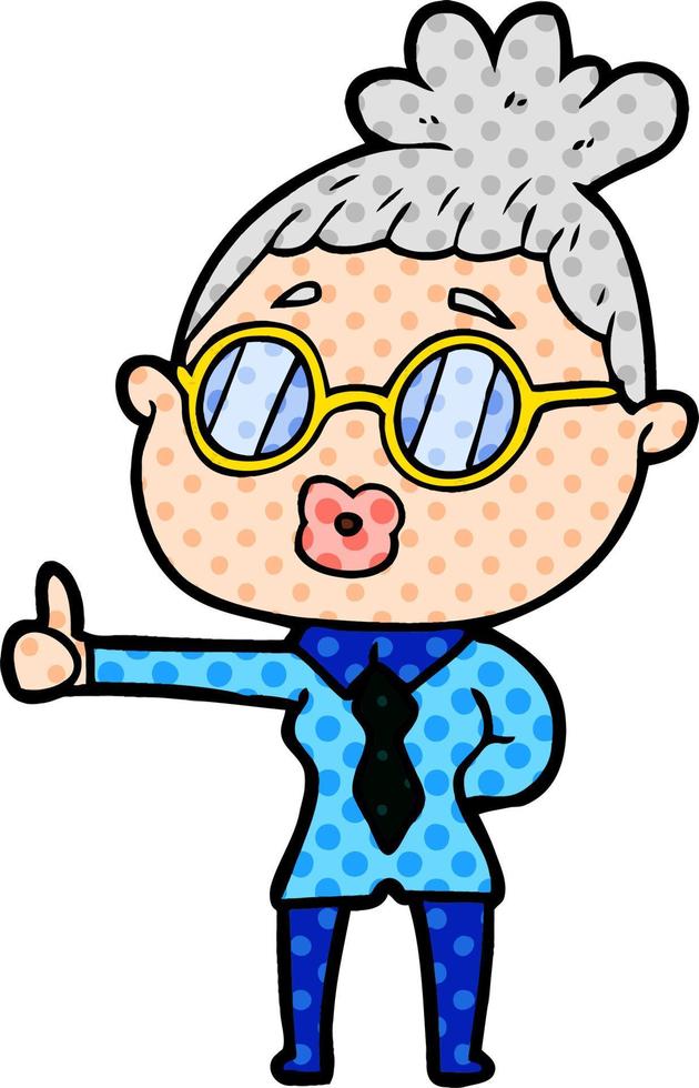 cartoon woman wearing spectacles vector