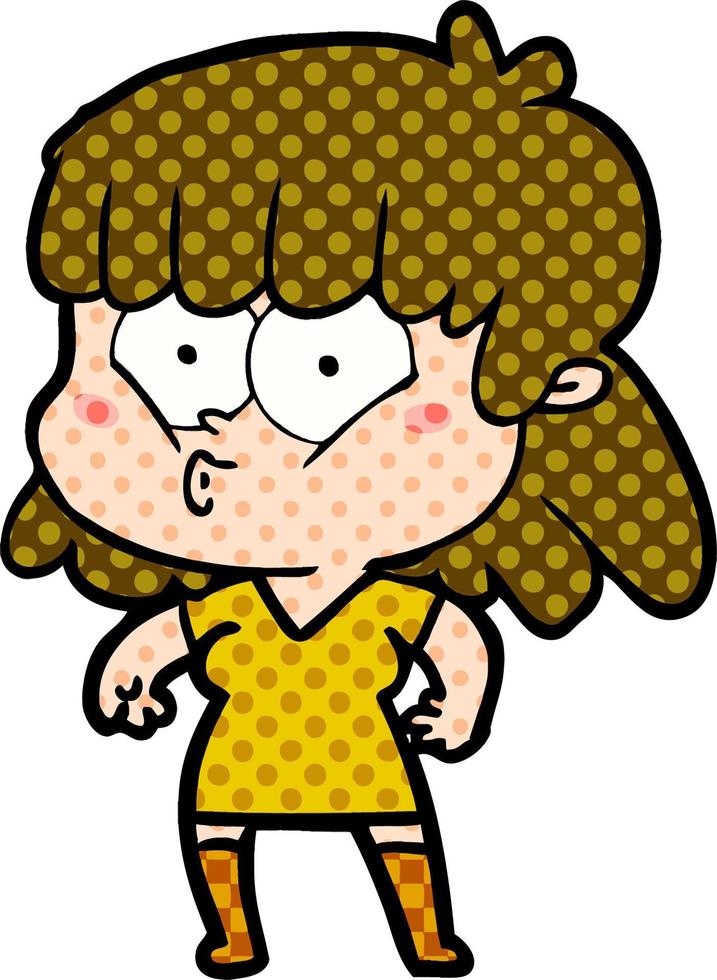 niña silbando de dibujos animados vector