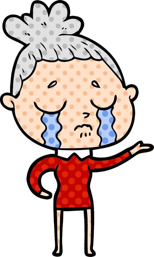 cartoon crying woman vector