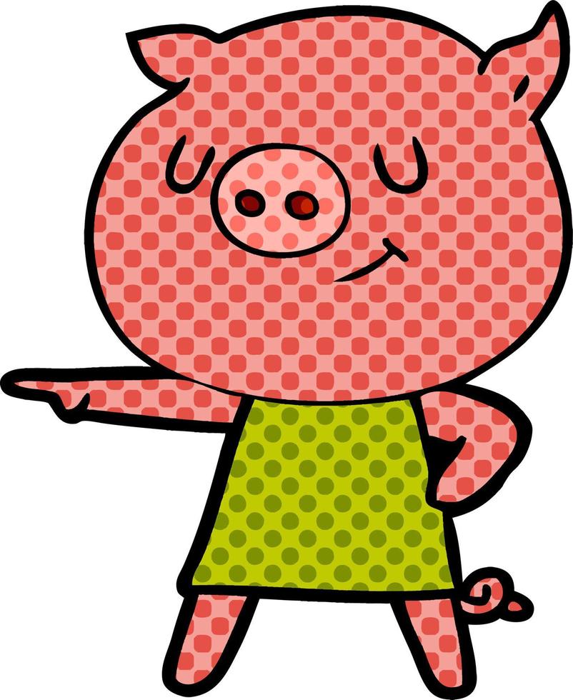 happy cartoon pig vector
