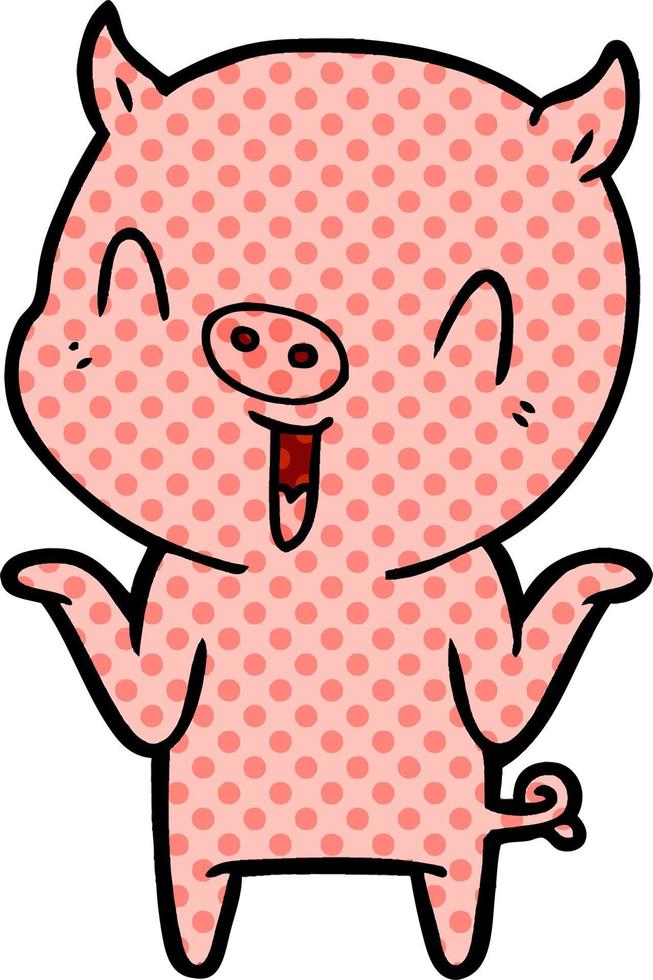 happy cartoon pig vector