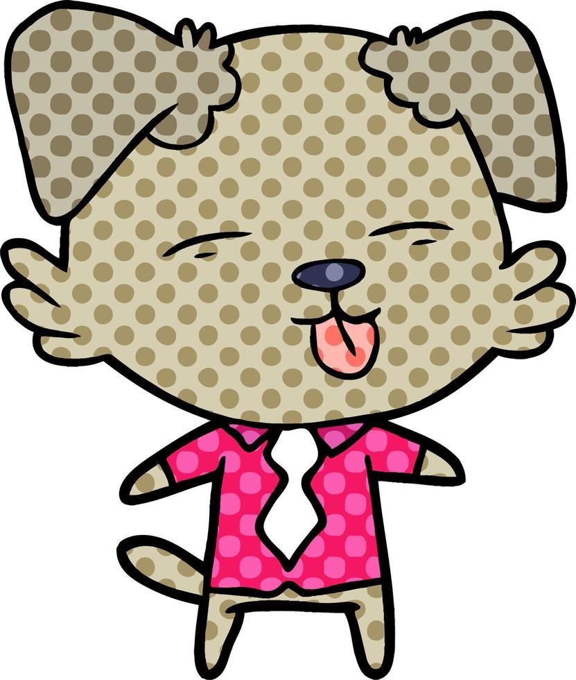 perro de dibujos animados en camisa y corbata vector