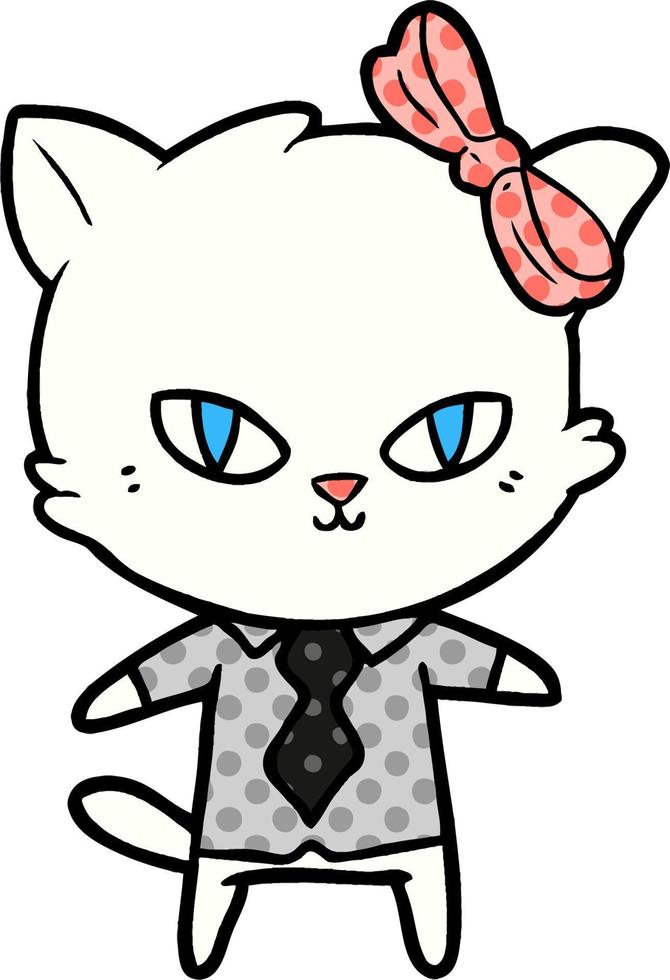 cute cartoon cat boss vector