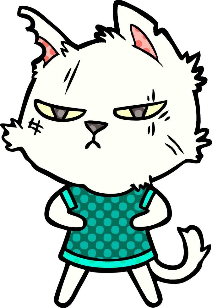 tough cartoon cat vector