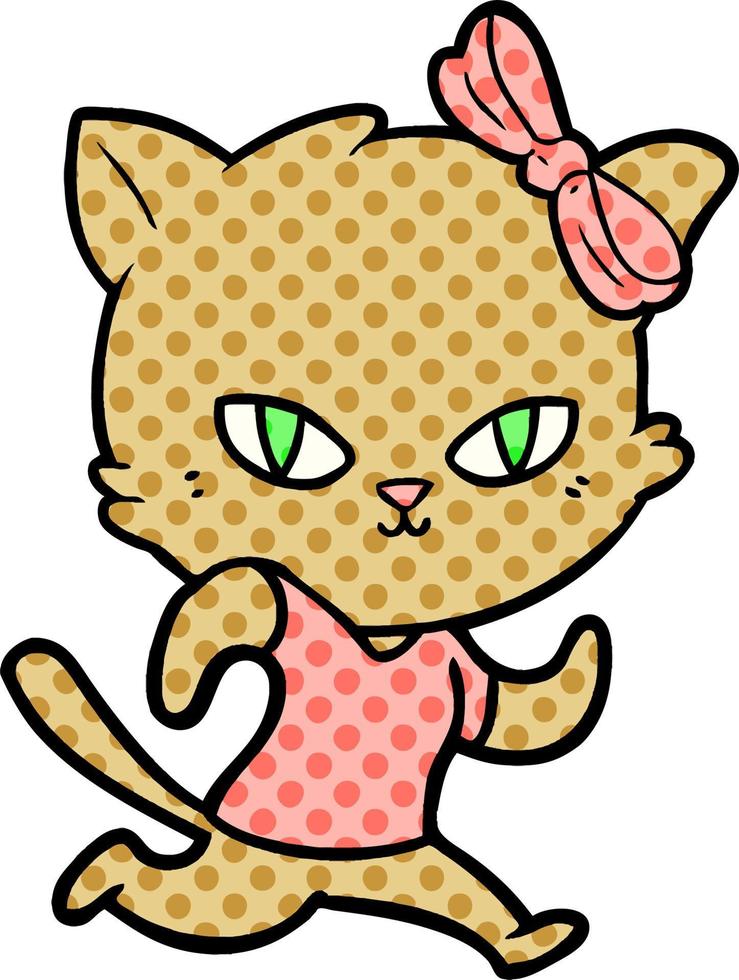 cute cartoon cat jogging vector