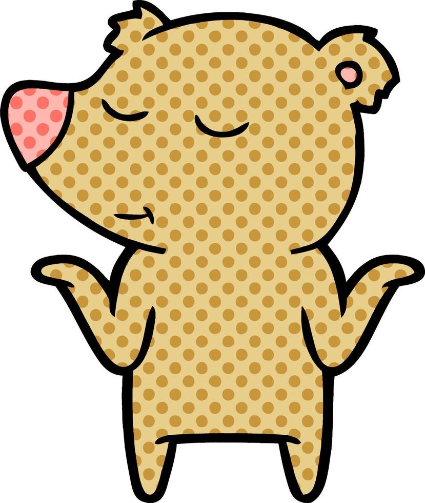 happy cartoon bear shrugging shoulders vector