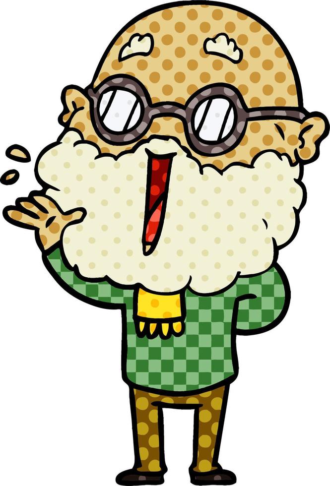 cartoon joyful man with beard vector