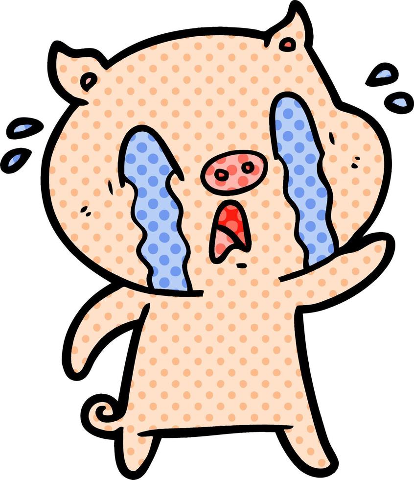 crying pig cartoon vector