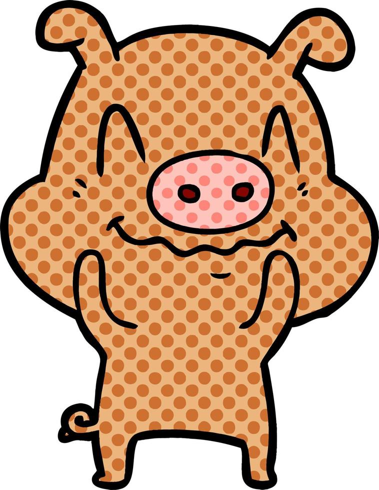nervous cartoon pig vector