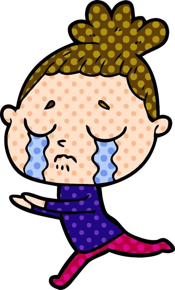 cartoon crying woman vector