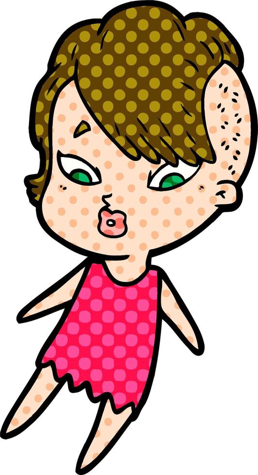 cartoon surprised girl vector