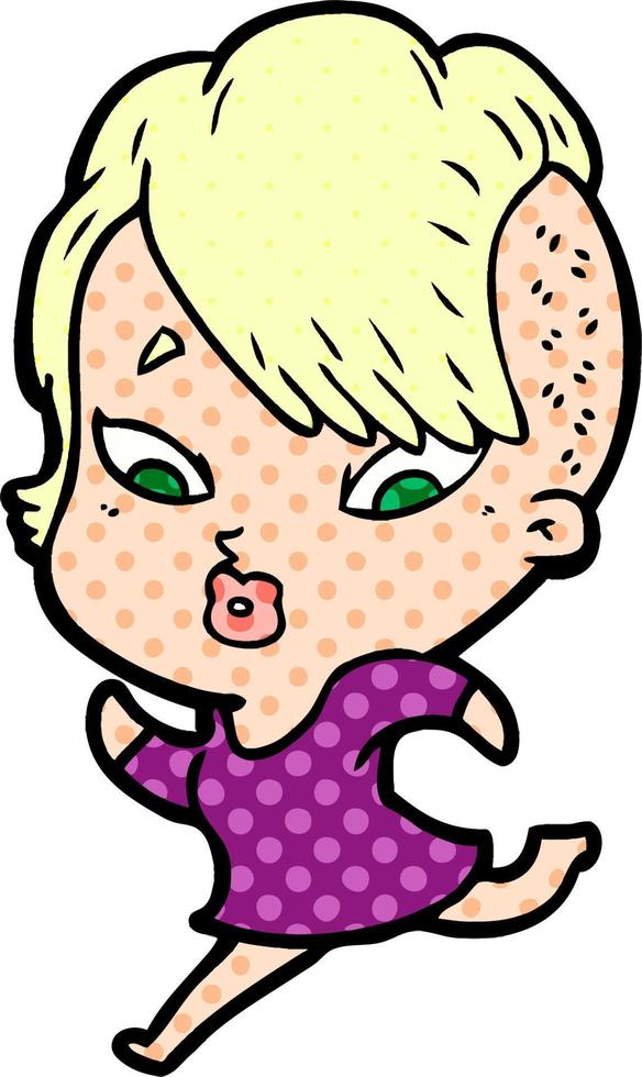 cartoon surprised girl vector