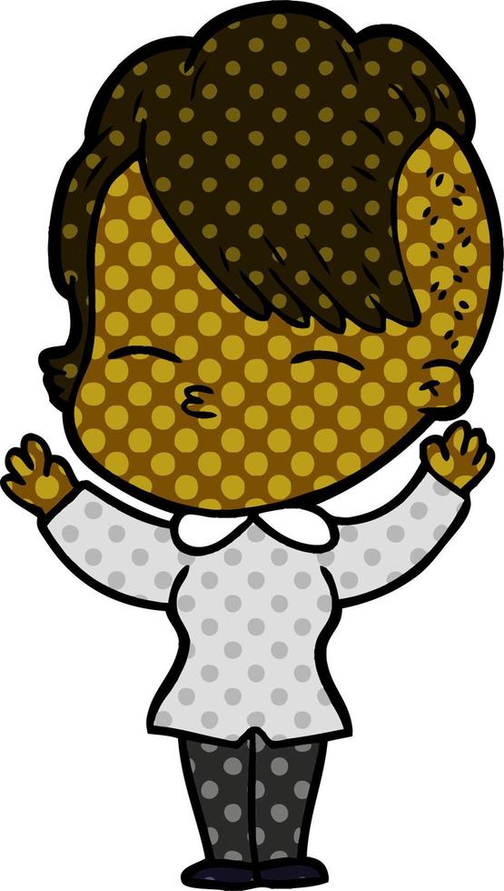 cartoon squinting girl vector