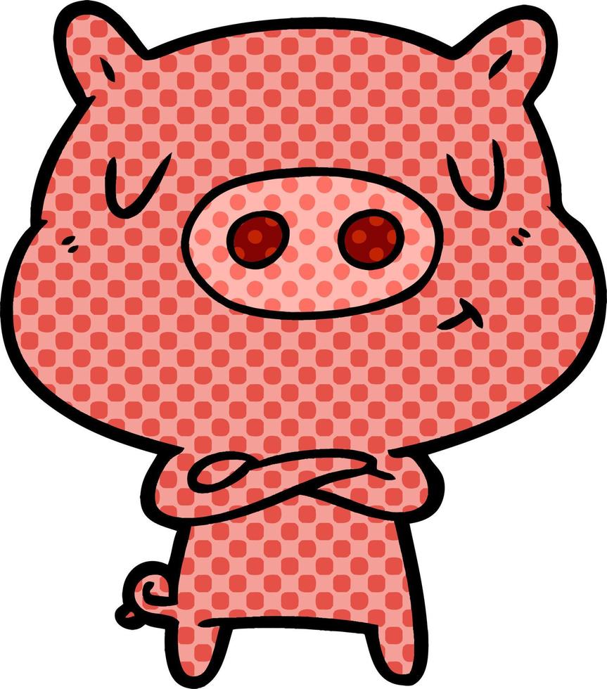 cartoon content pig vector