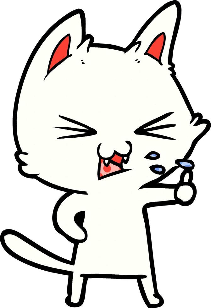 cartoon cat hissing vector