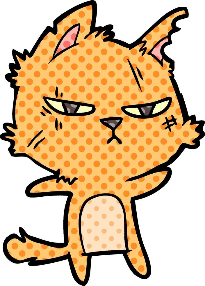 tough cartoon cat vector