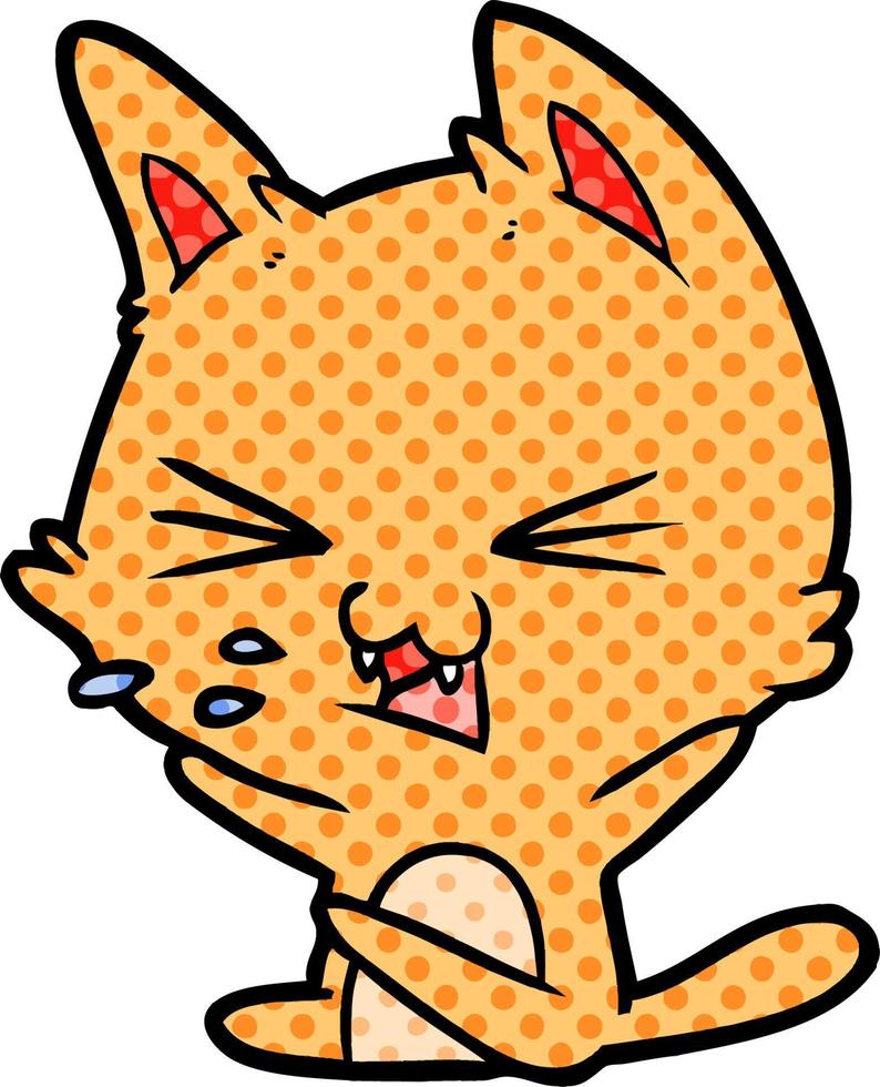 cartoon cat hissing vector