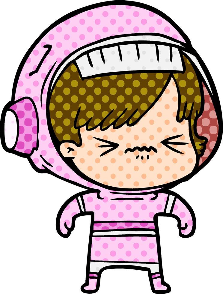 angry cartoon space girl vector