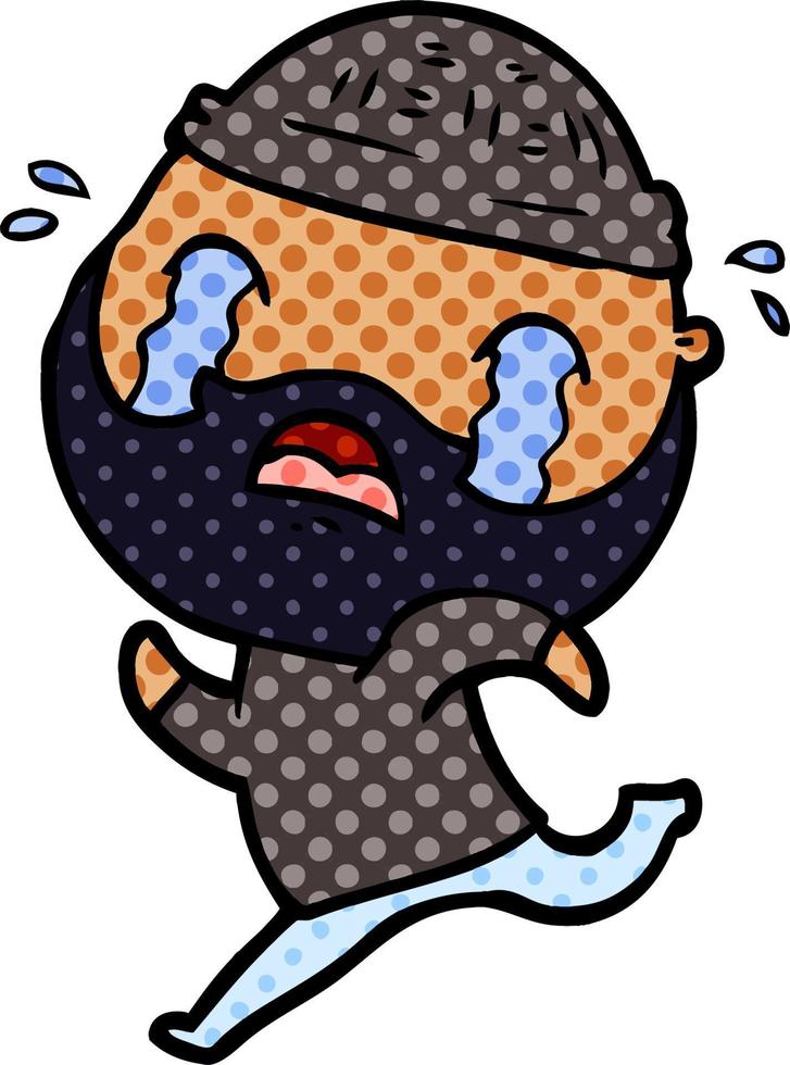 cartoon bearded man crying vector