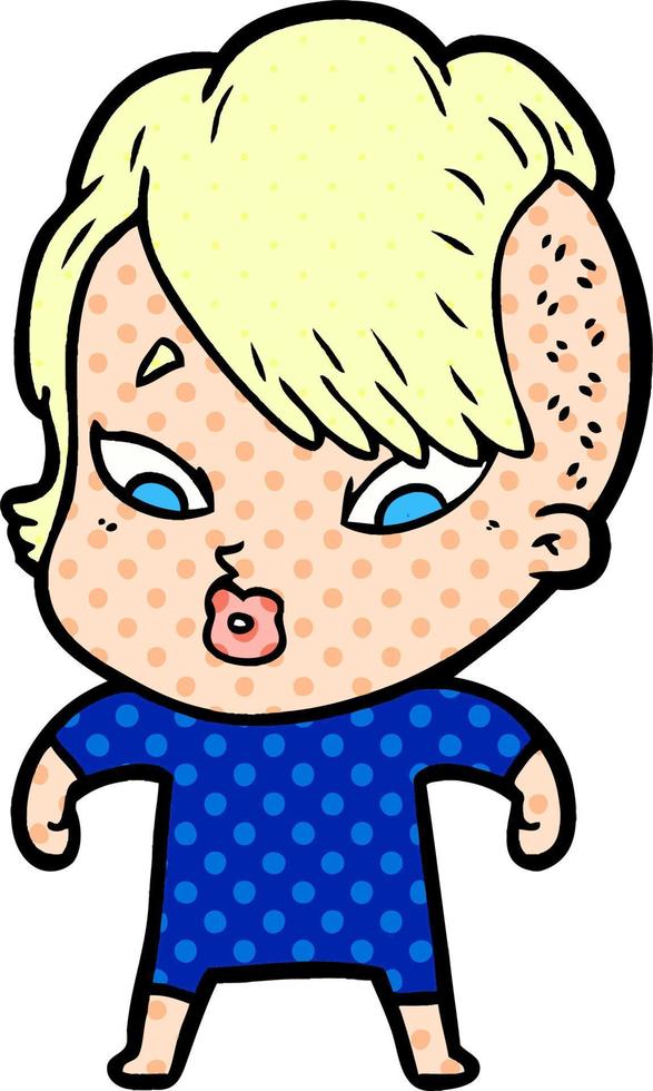 cartoon surprised girl vector