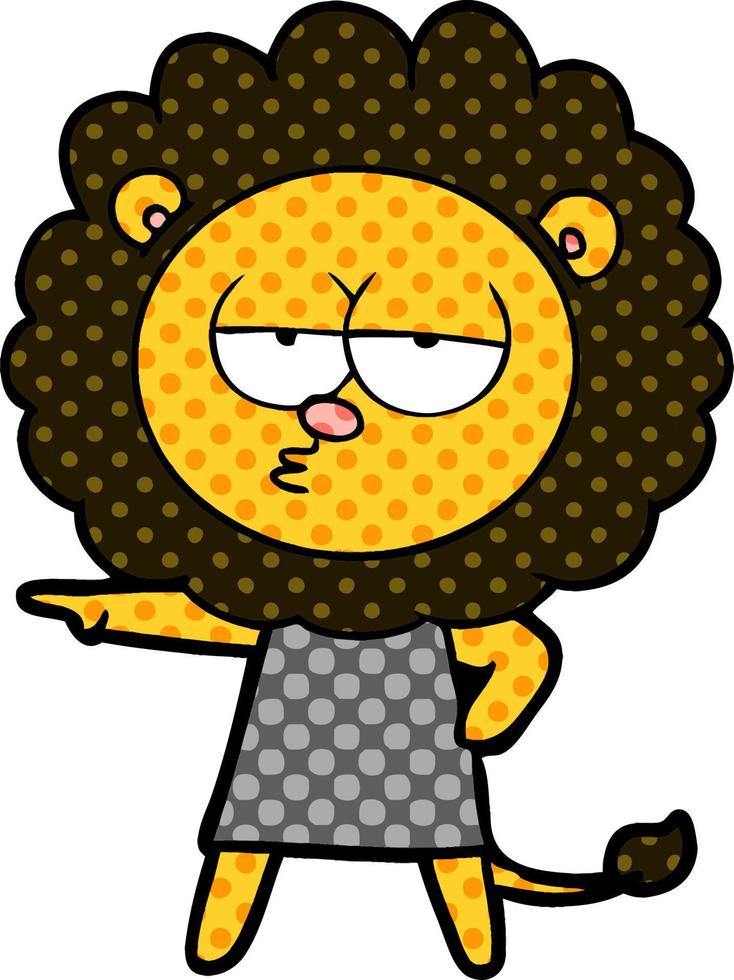 cartoon bored lion vector