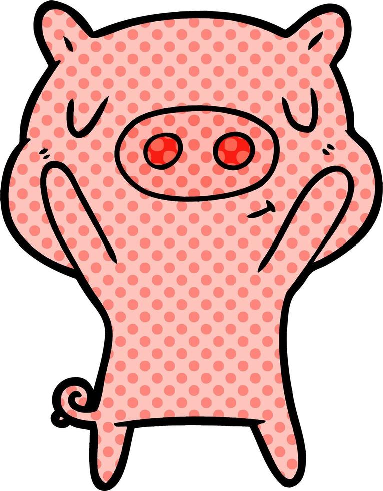 cartoon content pig vector
