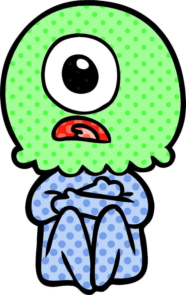 cartoon cyclops alien spaceman vector