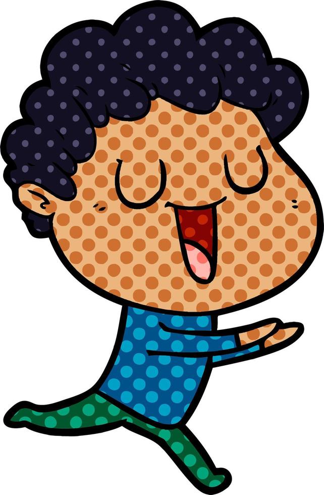 laughing cartoon man running vector