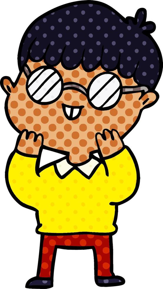 niño de dibujos animados con gafas vector