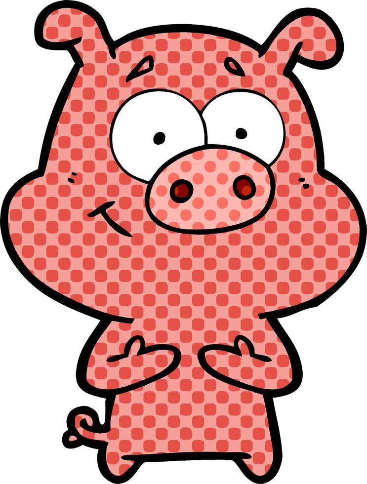happy cartoon pig vector