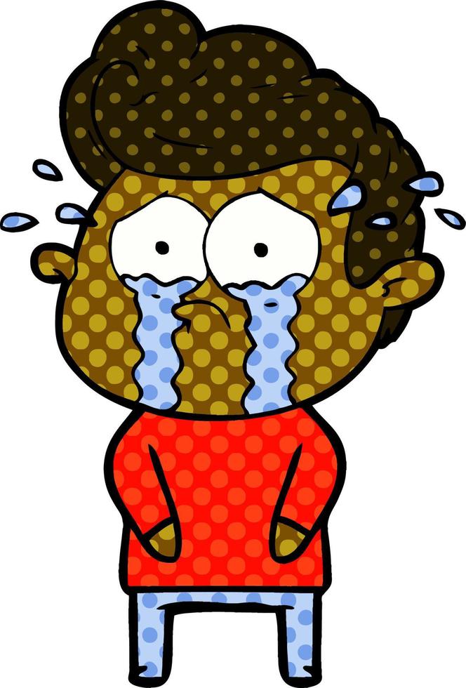 cartoon crying man vector