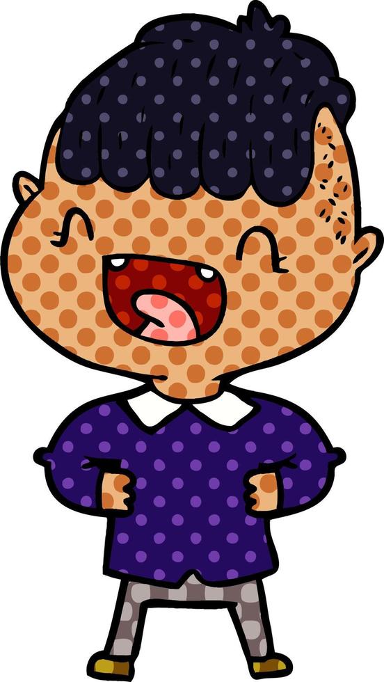 cartoon happy boy laughing vector