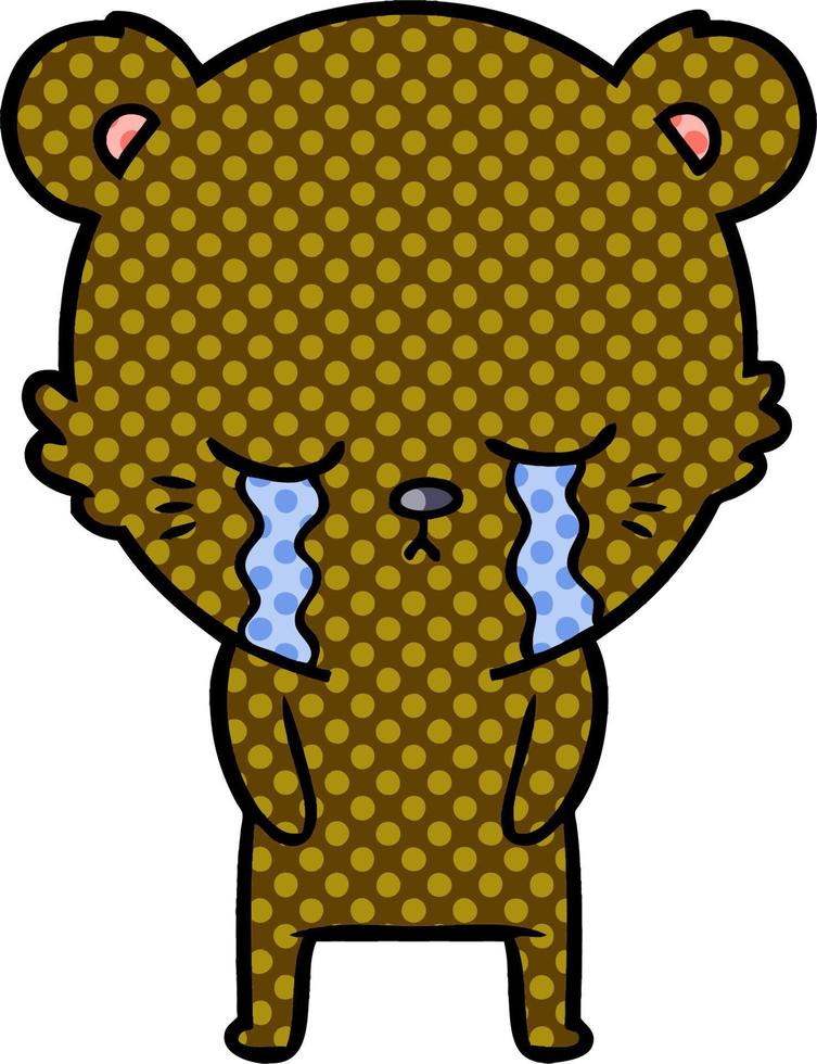 crying cartoon bear vector