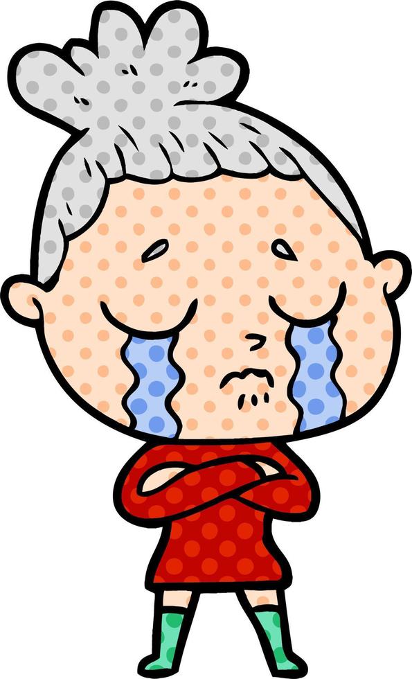 cartoon crying woman vector