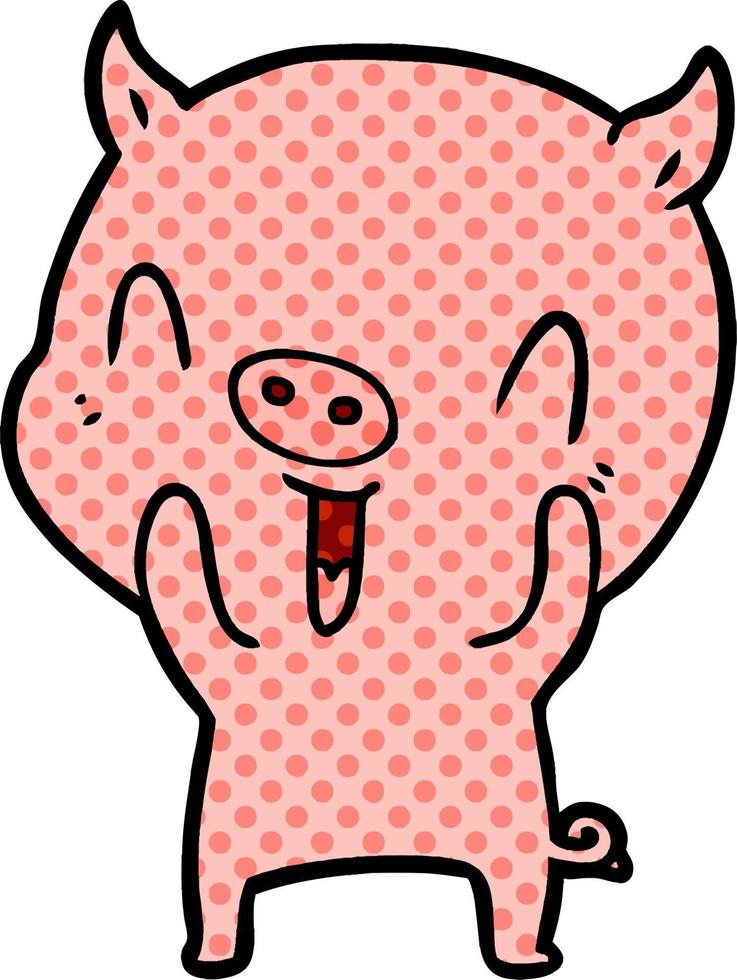 happy cartoon pig vector