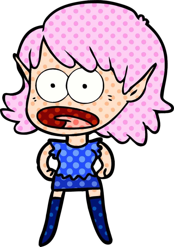 cartoon shocked elf girl vector
