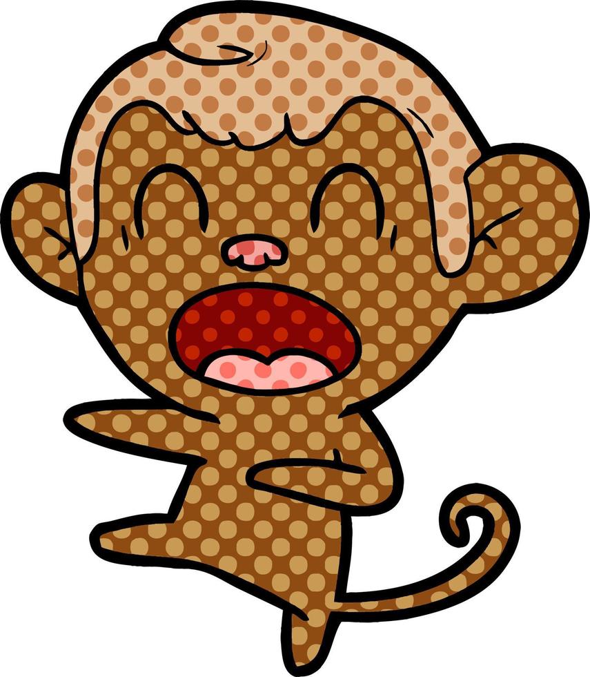 shouting cartoon monkey dancing vector