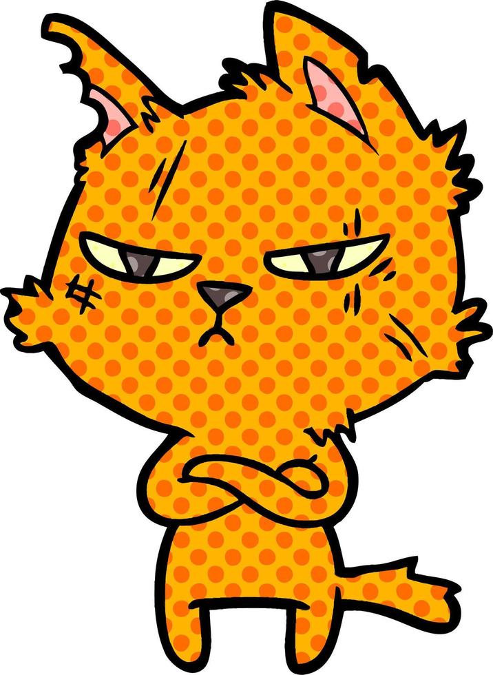 tough cartoon cat folding arms 12403880 Vector Art at Vecteezy