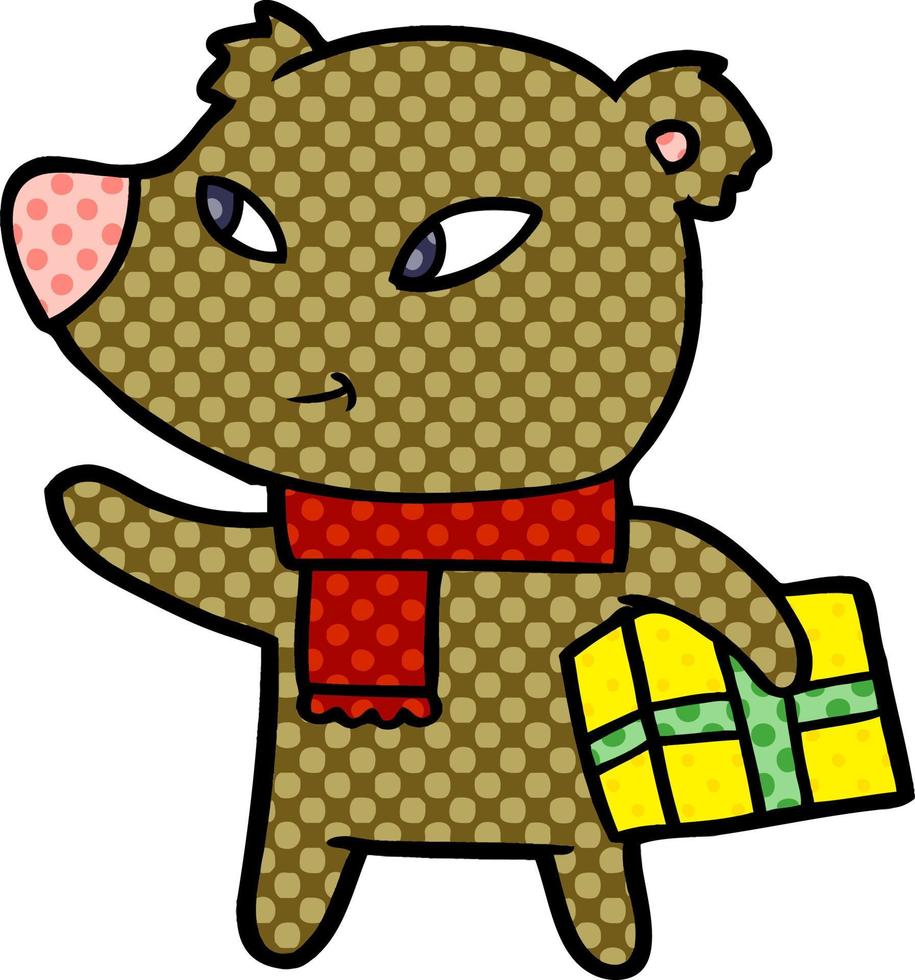 cute cartoon christmas bear vector