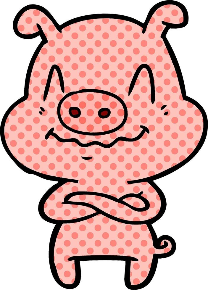 nervous cartoon pig vector